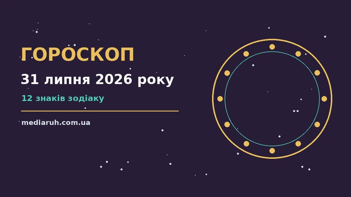 Астрологічний гороскоп на 31 липня 2026 року для дванадцяти знаків зодіаку з акцентом на стосунки та особисті межі