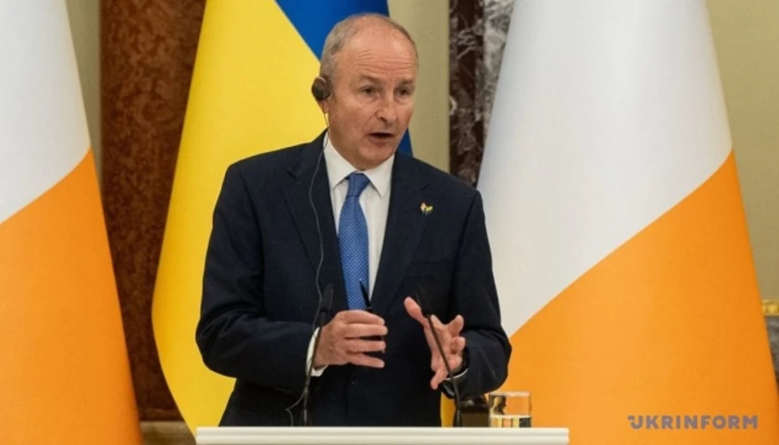 Прем'єр-міністр Ірландії Мікхол Мартін під час зустрічі з президентом України Володимиром Зеленським у Києві